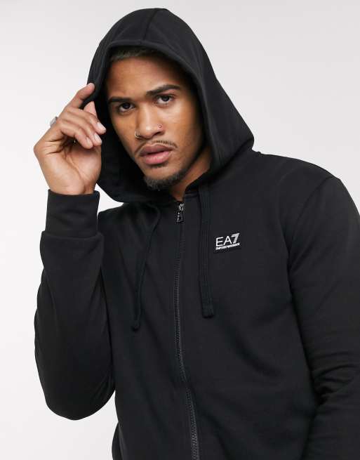 Armani EA7 Core ID rubberised logo hoodie in black ASOS