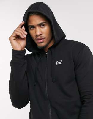 Black Emporio Armani EA7 Logo Full Zip Hoodie