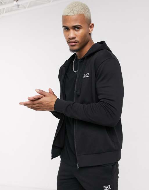 Armani EA7 Core ID rubberized logo hoodie in black