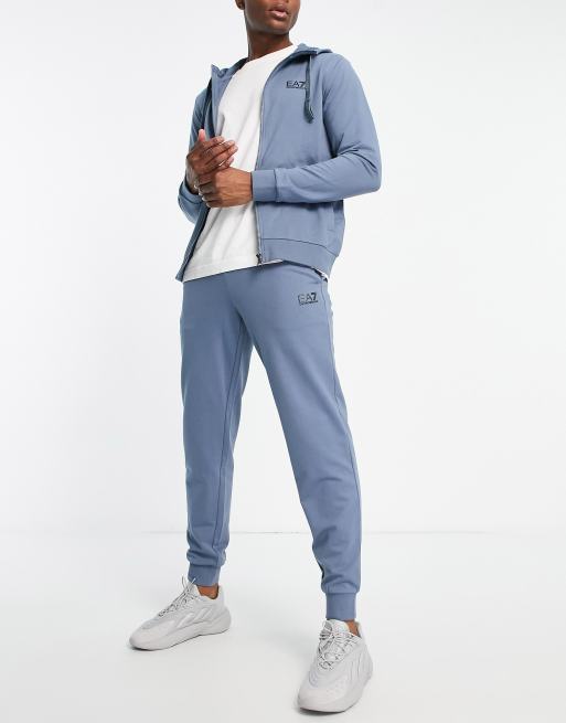Armani - EA7 Core ID - Trainingspak met capuchon van french terry in blauw