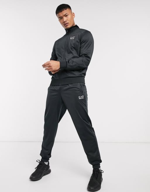 Armani EA7 Core ID tricot logo tracksuit in black ASOS