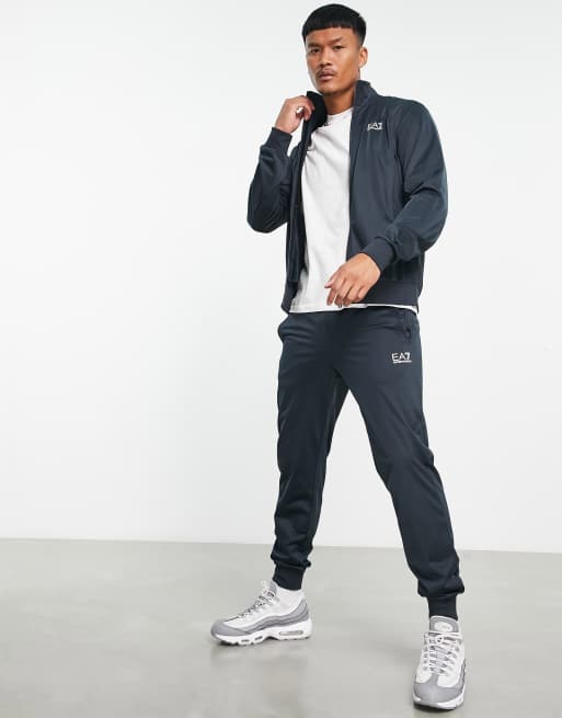 Armani EA7 core ID tricot neck tracksuit in navy | ASOS