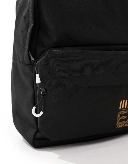 Armani EA7 core logo back pack in black gold ASOS