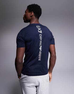 Ea7 Logo Series Cotton-jersey T-shirt In Navy