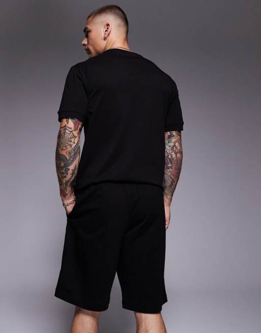 Armani EA7 cuffed sweat shorts co-ord with logo tape detail in black, 4 of 5