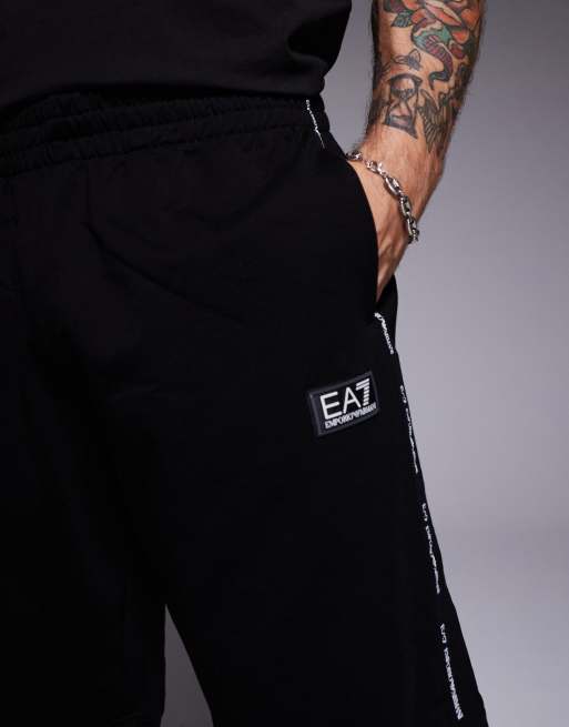 Armani EA7 cuffed sweat shorts co-ord with logo tape detail in black, 5 of 5