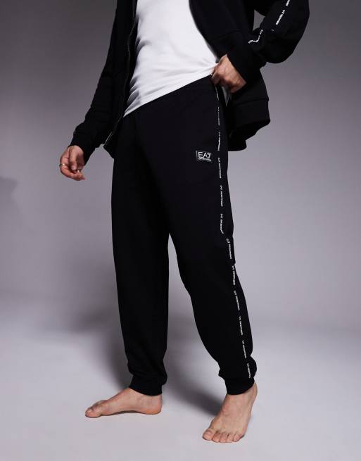 Armani EA7 cuffed sweatpants with logo tape detail in black - part of a set