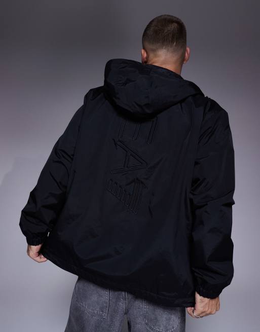Armani EA7 – Czarna przeciwdeszczowa kurtka z kapturem z logo, 4 z 4