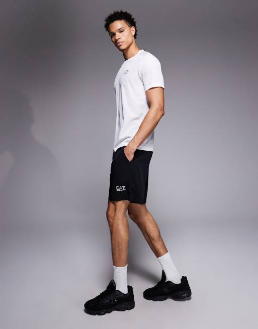 Armani – EA7 – Czarno-biały zestaw z logo: T-shirt i szorty, 2 z 5