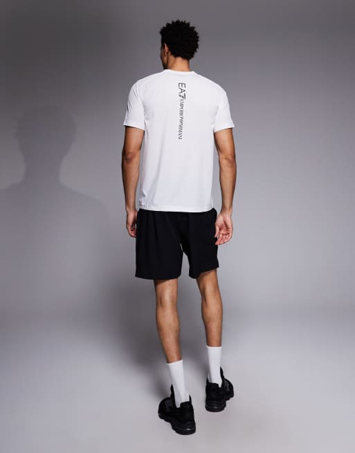 Armani – EA7 – Czarno-biały zestaw z logo: T-shirt i szorty, 3 z 5