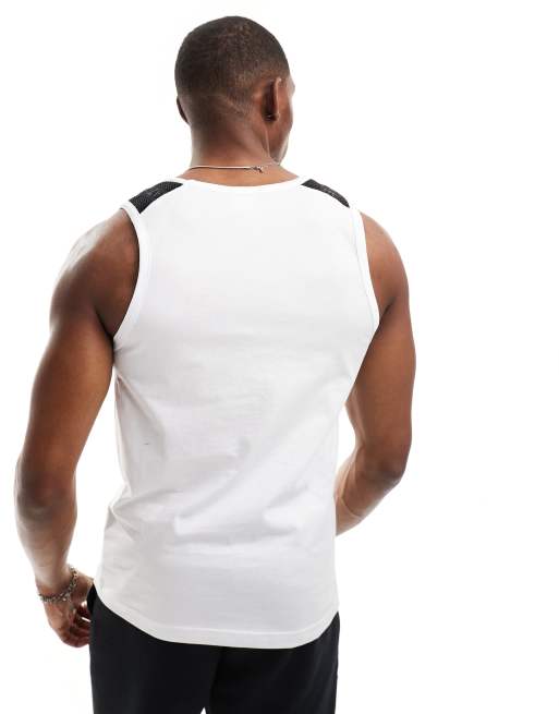 Armani EA7 - Débardeur avec logo central et bandes contrastantes - Blanc, 4 de 4