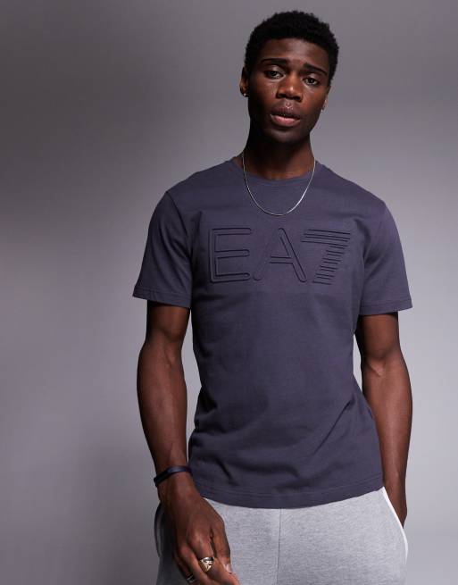 Armani EA7 embossed central logo t-shirt in dark gray