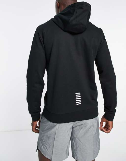 Armani - EA7 - Felpa con cappuccio nera con logo piccolo, 2 di 4