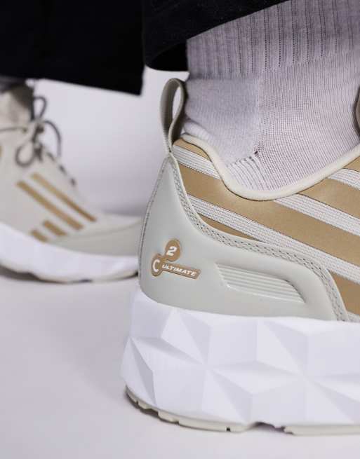 Armani - EA7 - Gebreide sportschoenen met logo in beige en goud, 3 van 5