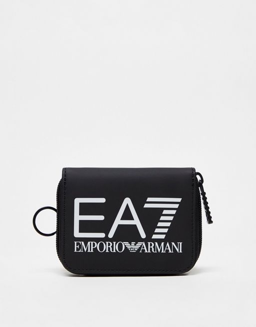 Armani EA7 – Geldbörse in Schwarz/Weiß mit Logo und Rundum-Reißverschluss