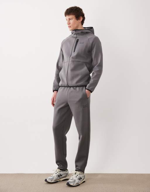 Armani - EA7 - Giacca grigia con cappuccio e zip in coordinato, 2 di 5