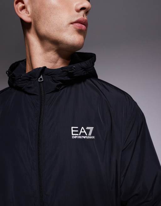 Armani - EA7 - Giacca in nylon nera con cappuccio, 2 di 5
