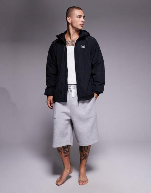 Armani - EA7 - Giacca in nylon nera con cappuccio, 4 di 5
