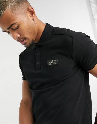 Armani Gold Label logo pima pique polo in black |