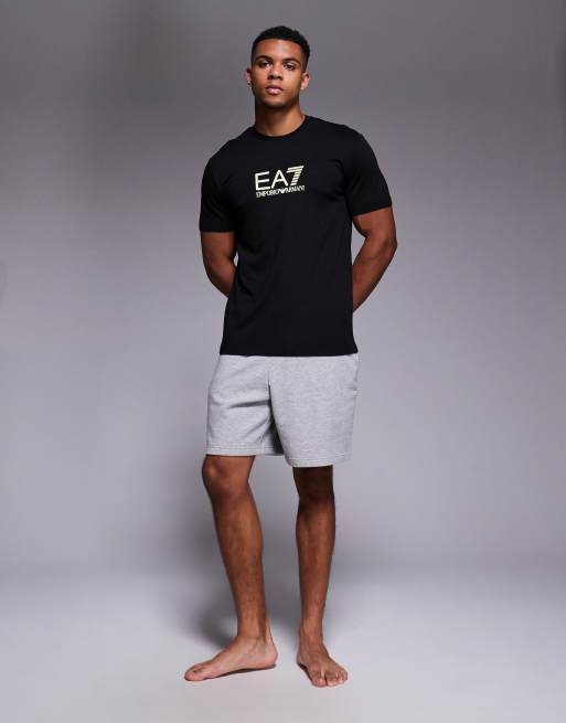 Armani EA7 gold label logo t-shirt in black, 4 of 4