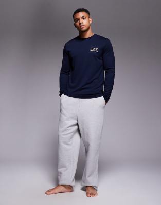 Ea7 Armani  Gold Label Small Logo Long Sleeve T-shirt In Blue