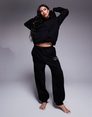 EA7 Armani EA7 gold logo joggers co-ord in black