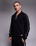 [EA7] Armani EA7 half zip tape sweatshirt in black (part of a set) Chest 34 BLACK