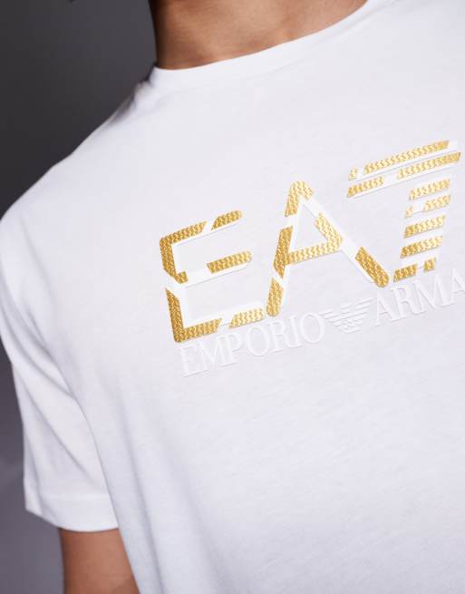Armani – EA7 – Hochwertiges T-Shirt in Weiß mit Logo, 5 von 5