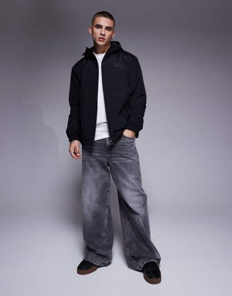 Armani EA7 hooded logo rain jacket in black - view 1