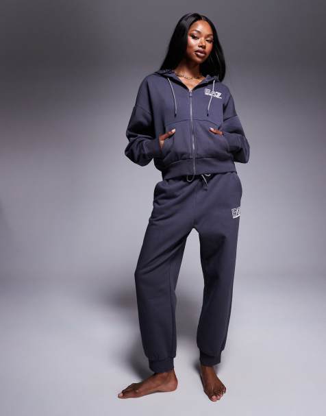 Armani - EA7 - Hoodie met rits en logo van trainingspak in donkergrijs - view 1