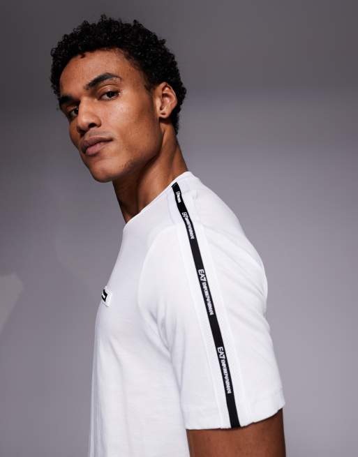 Armani - EA7 - Hvid T-shirt med rund hals og logobånd , 4 af 5