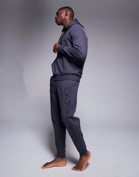 Armani - EA7 - Joggers grigio scuro con logo e fondo elasticizzato - view 1