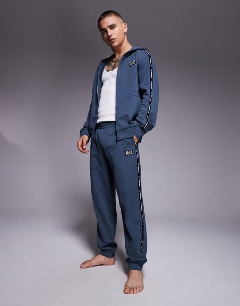 Armani - EA7 - Joggers grigio scuro con polsino sul fondo e nastro con logo in coordinato - view 1