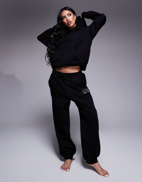 Armani – EA7 – Jogginghose in Schwarz mit goldfarbenem Logo, Kombiteil - view 1