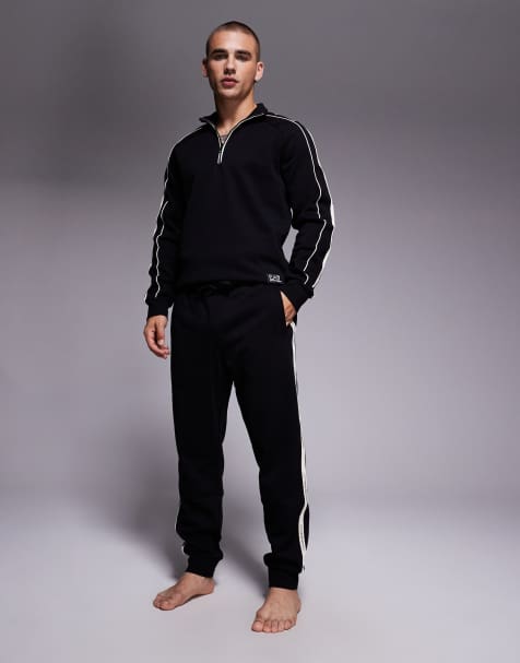 Armani – EA7 – Jogginghose in Schwarz mit Zierstreifen, Kombiteil - view 1