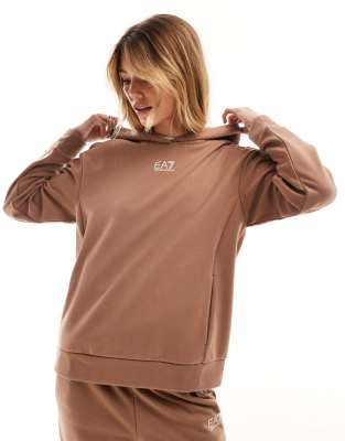 Armani - EA7 - Kapuzenpullover in Braun mit zentriertem Logo, Kombiteil-Brown