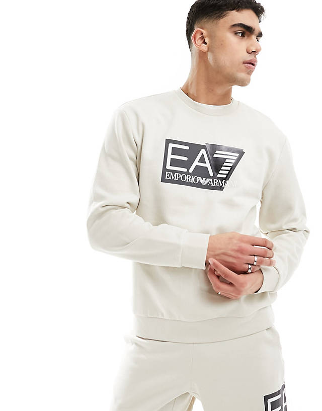 EA7 - armani  large chest logo sweatshirt in beige co-ord