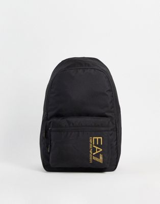 Armani EA7 large contrast logo backpack in black