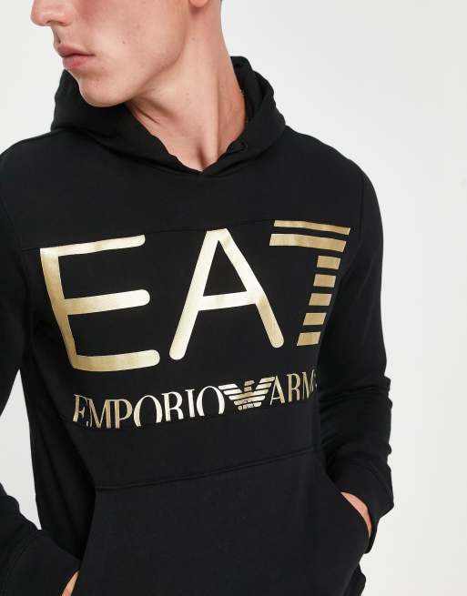 Emporio gold Armani Hooded sweatshirt, IetpShops, piumino smanicato gold  armani con logo color oro