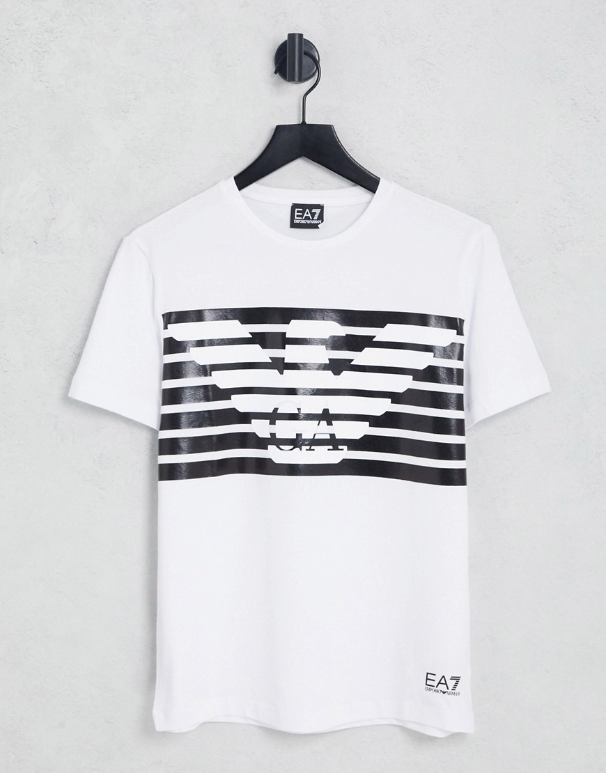 armani ea7 large logo printed t-shirt in white