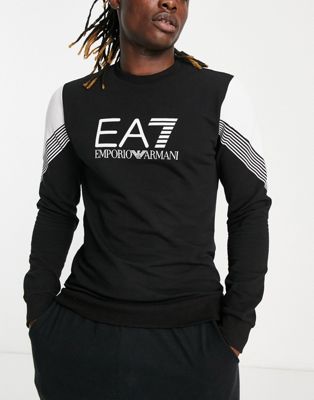 Armani EA7 large logo sweatshirt in black - ASOS Price Checker
