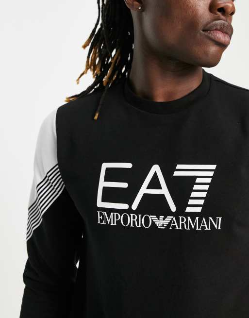 Armani EA7 large logo sweatshirt in black | ASOS