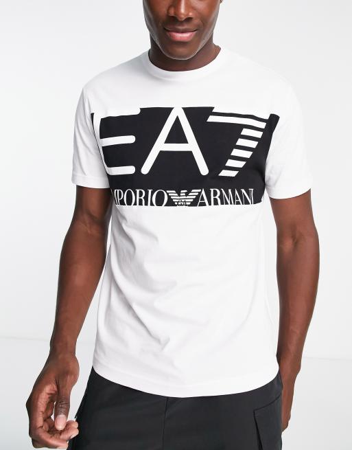 holte Het koud krijgen Trots Armani EA7 large logo t-shirt in white | ASOS