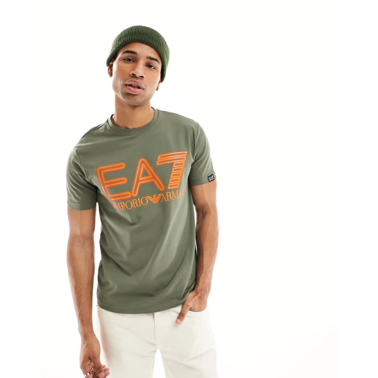 Ea7 khaki 2025 t shirt