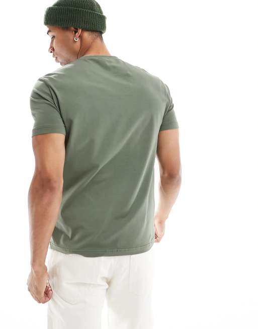 Armani EA7 large neon chest logo t shirt in khaki green ASOS