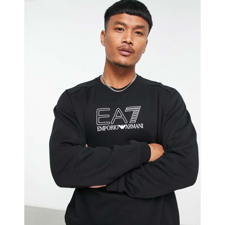 Armani EA7 large printed logo sweatshirt in black