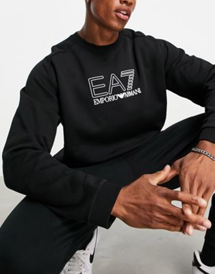 Armani EA7 large printed logo sweatshirt in black