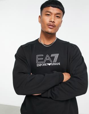 Armani EA7 large printed logo sweatshirt in black