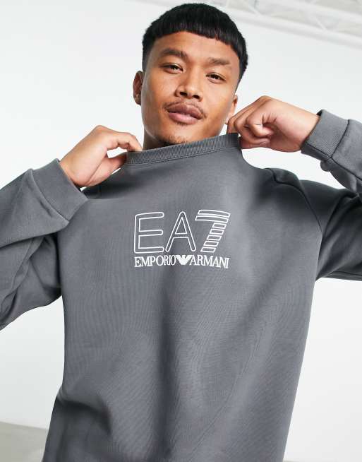 Armani EA7 large printed logo sweatshirt in grey