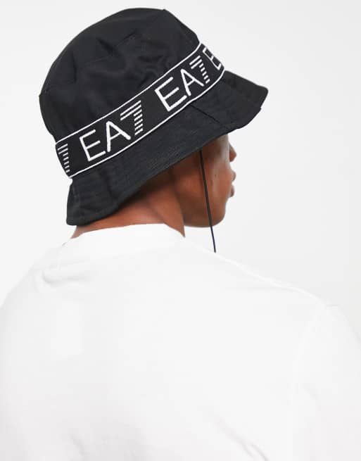 Armani EA7 large repeated logo fisherman hat in black | ASOS